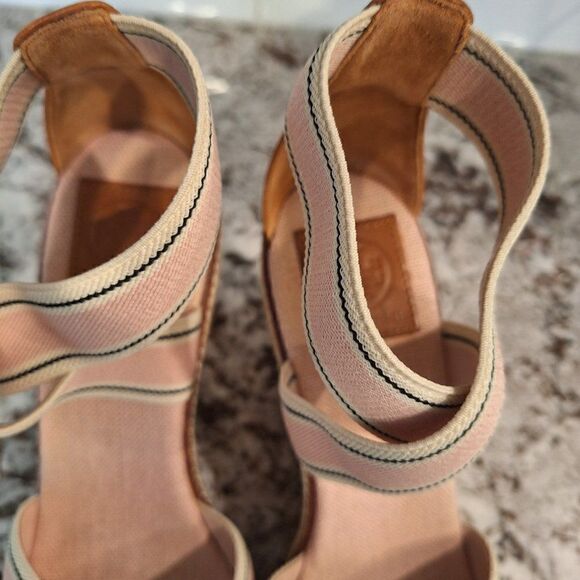 Tory Burch Frieda Platform Wedge‎ Espadrille Open Toe Sandals Heels  size 10M - Picture 7 of 12
